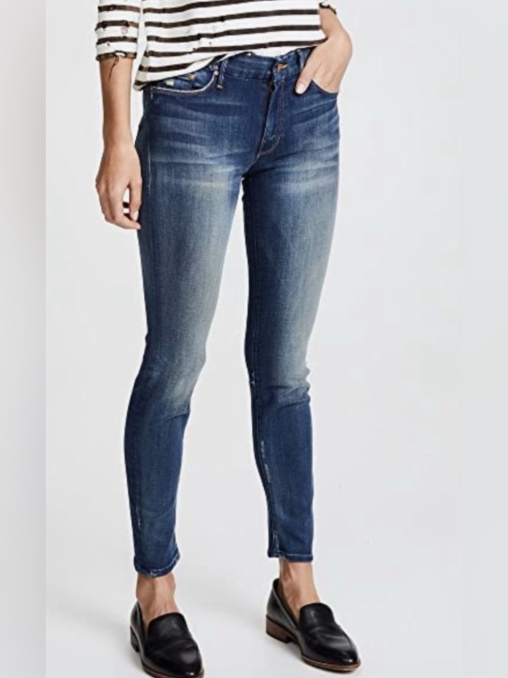 MOTHER Women’s Skinny Jeans - Blue Distressed Size 27